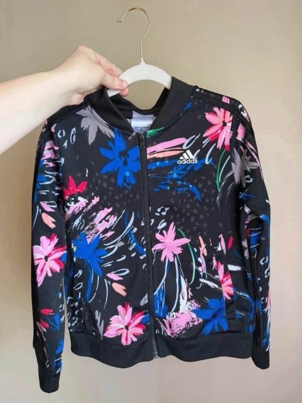YM Floral Adidas Zip-Up Jacket